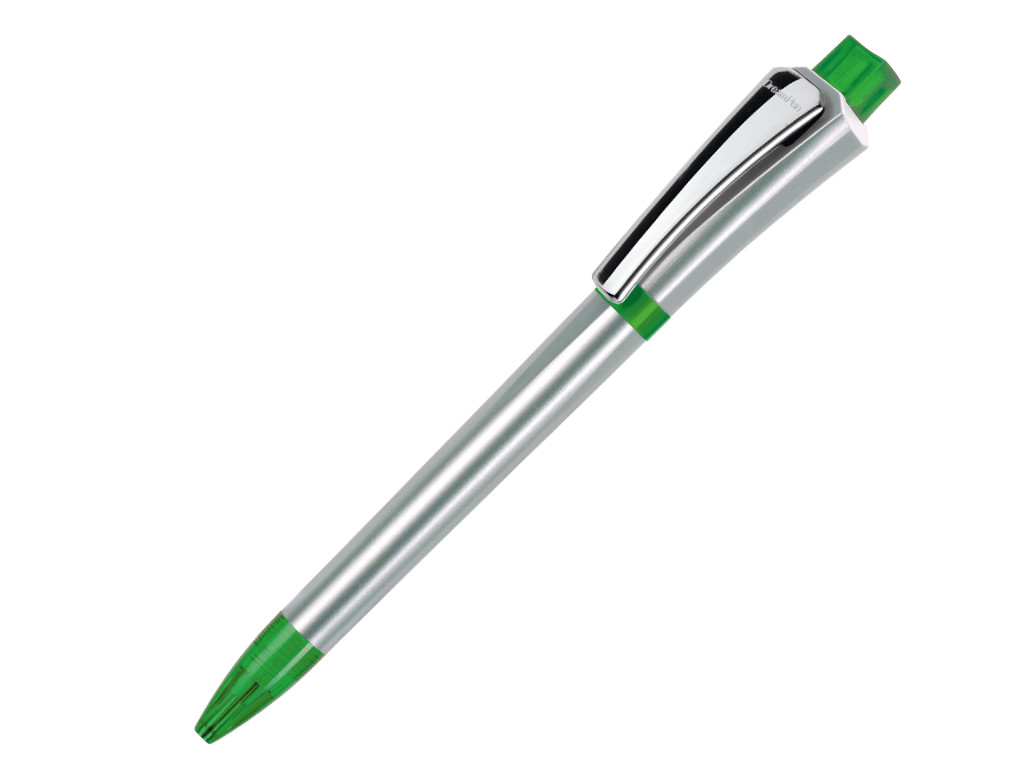 Ручка шариковая, пластик, серебро/зеленый Optimus