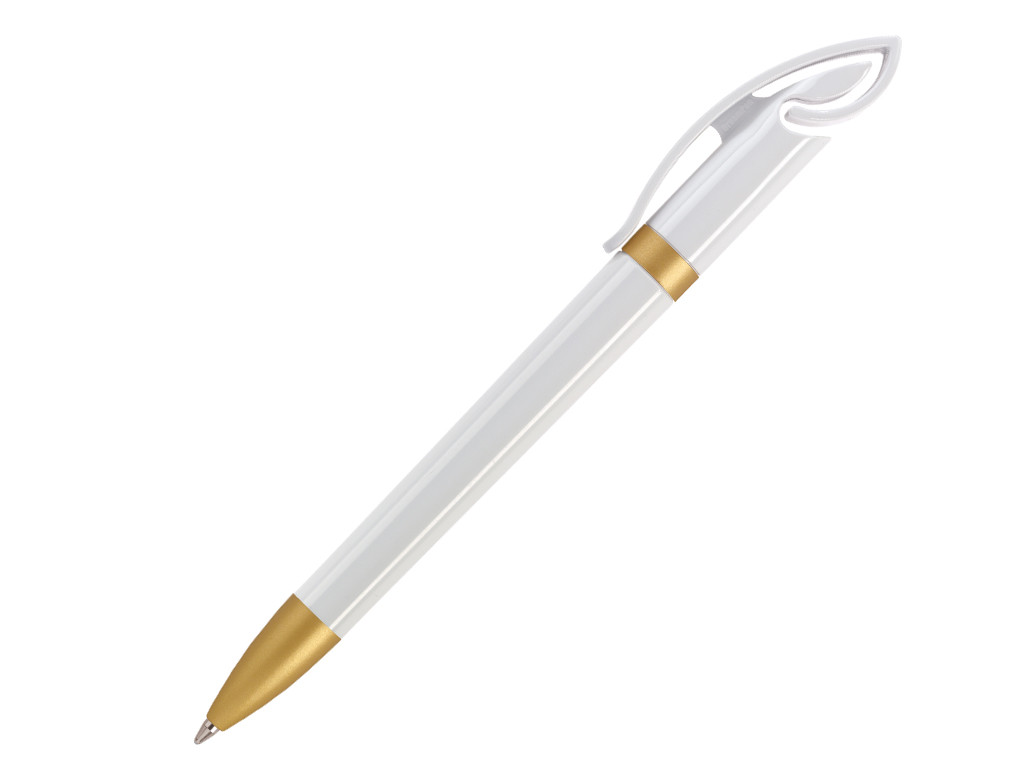 Ручка шариковая, пластик, белый/золото Cobra