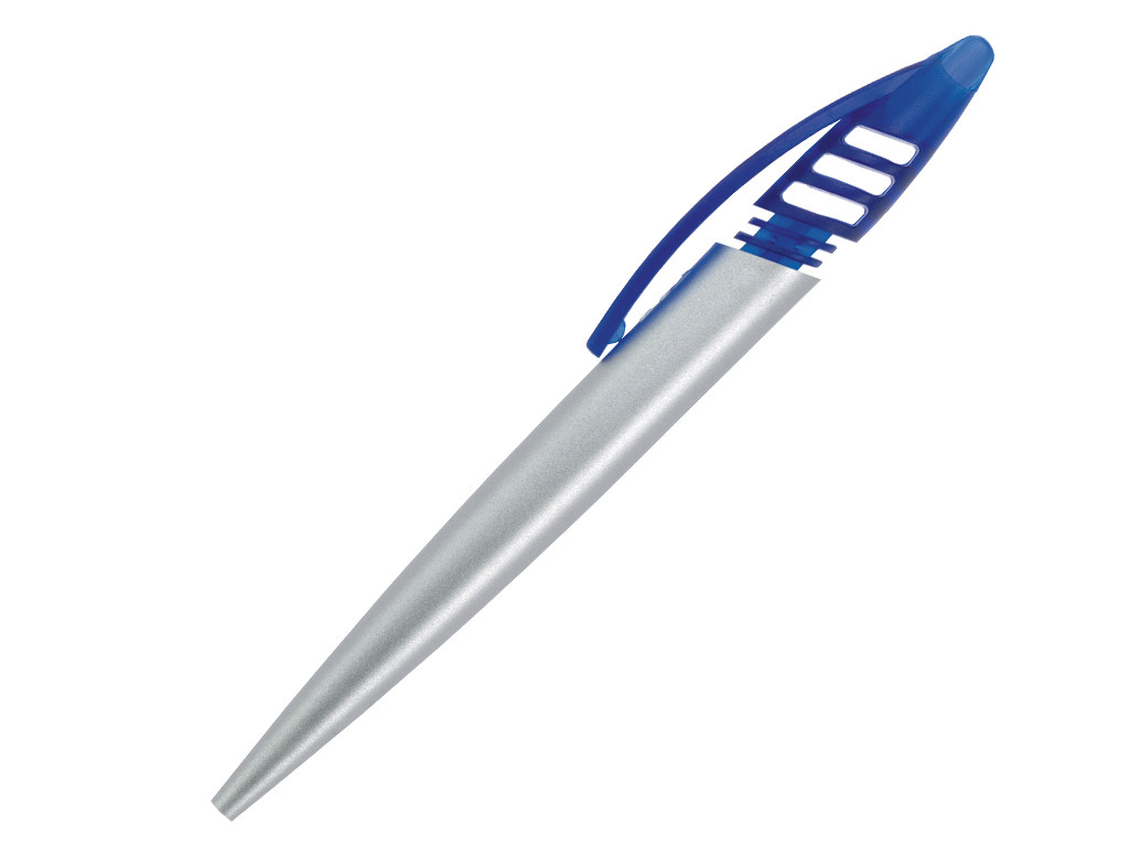 Ручка шариковая, пластик, серебро/синий Shark