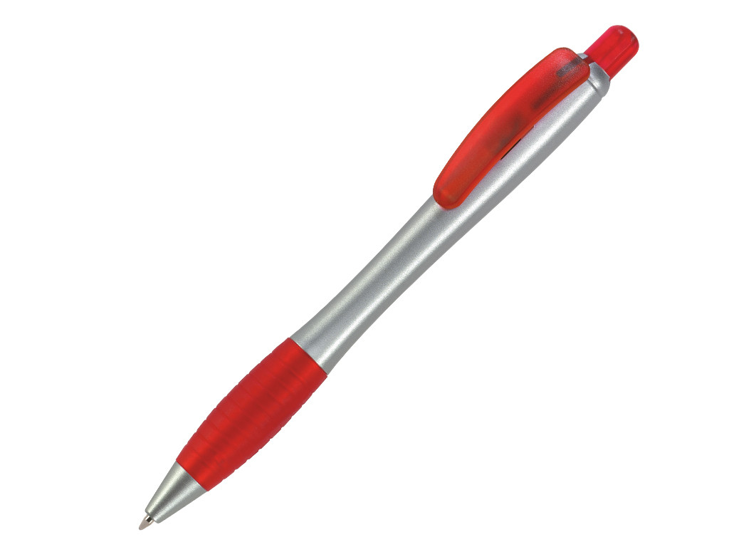 Ручка шариковая, пластик, серебро/красный Aston