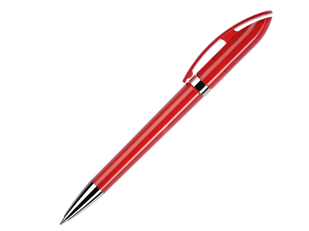 Ручка шариковая, пластик, красный, прозрачный Polo