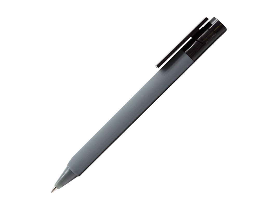 Ручка шариковая, треугольная, пластик, софт тач, серый/черный, PhonePen