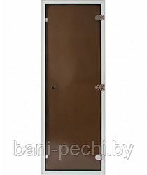 Стеклянная дверь для хаммама Soul Sauna 7*19 с порогом, стекло бронза