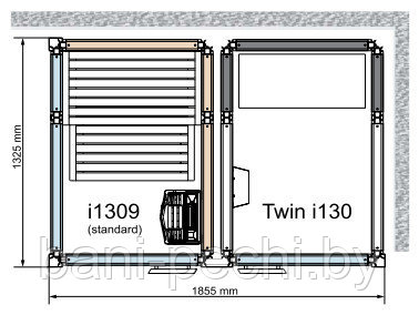 Комбинированная сауна с пародушевой кабиной Tylo Impression Twin 130/1309/W черный профиль - фото 2 - id-p92792119