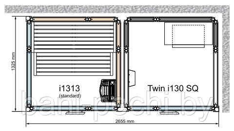 Комбинированная сауна с пародушевой кабиной Tylo Impression Twin 130SQ/1313 черный профиль - фото 2 - id-p92792120