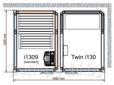 Комбинированная сауна с пародушевой кабиной Tylo Impression Twin 130/1309 черный профиль - фото 2 - id-p92792121