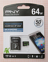 Карта памяти PNY microSDHC Perfomance 64GB (SDU64GPER50-EF) 