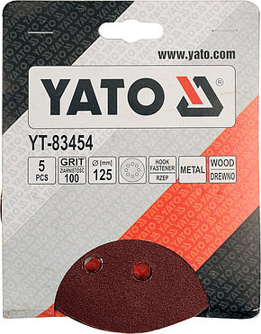 Круг шлифовальный с отверстиями 125мм Р100 (5шт) "Yato" YT-83454, фото 2