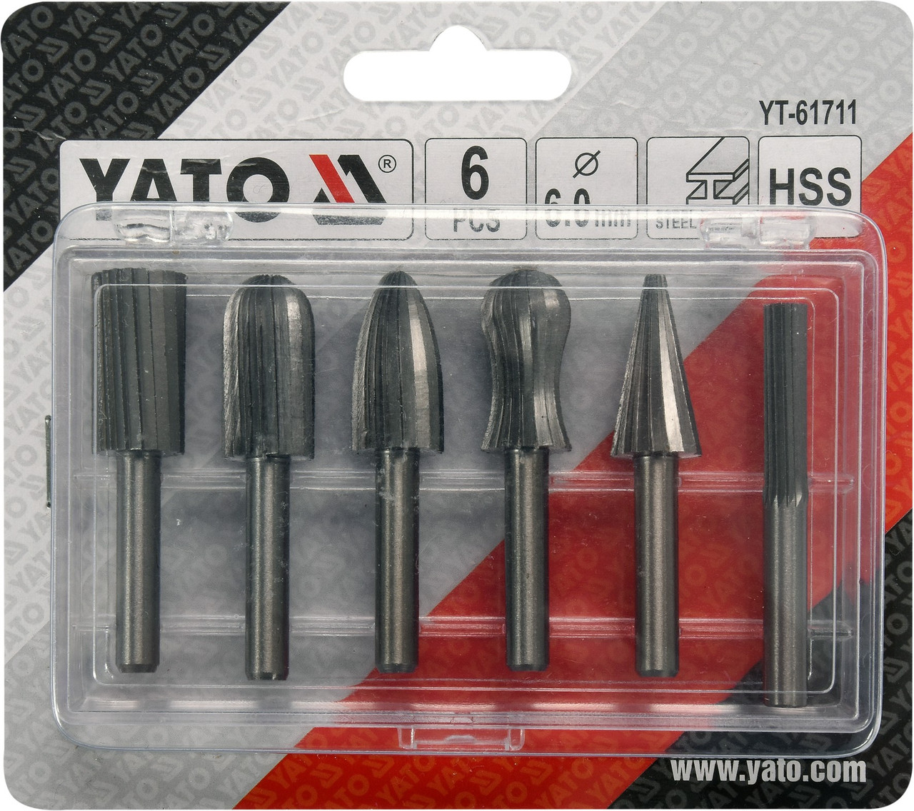 Шарошки металлические для обработки металла (набор 6шт) "Yato" YT-61711 - фото 3 - id-p92871366