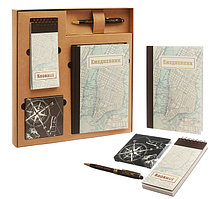 Подарочный набор "С уважением!": ежедневник, блокнот, футляр с бумажным блоком и ручка