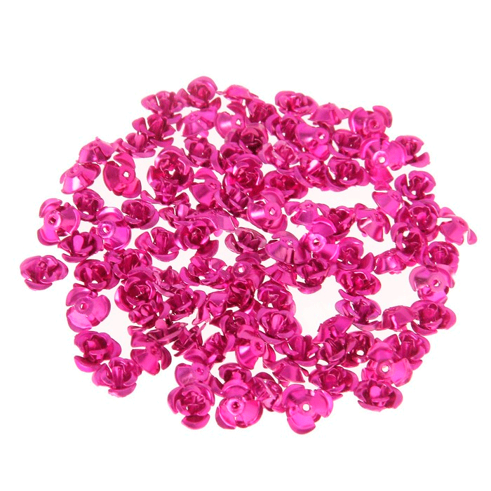 Декор для творчества металл "Розочки ярко-розовые" набор 100 шт 0,8х0,8 см - фото 1 - id-p92885916