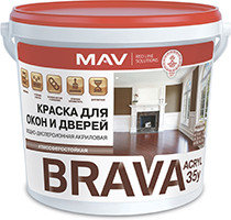 Краска для окон и дверей BRAVA АCRYL 35у белая 1 л., фото 2