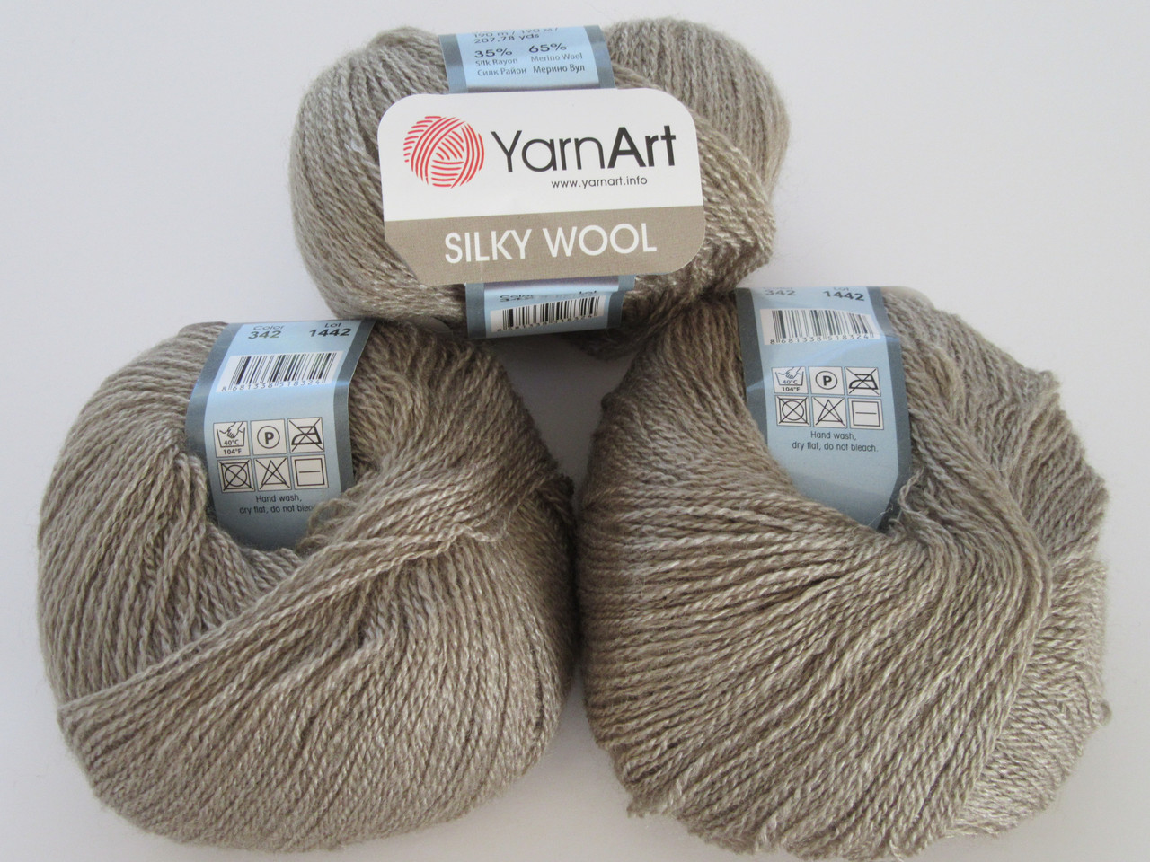 Пряжа Yarnart Silky Wool цвет 342 серо-бежевый