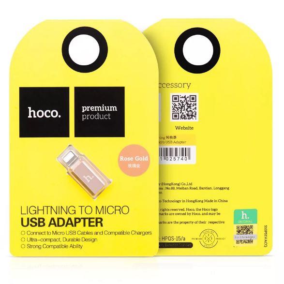 Переходник Hoco Micro USB - Lightning цвет: розовое золото