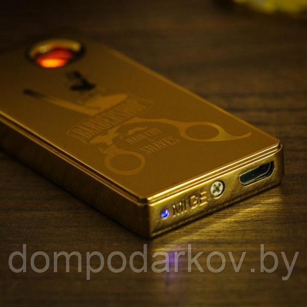 Зажигалка электронная "Барбершоп", USB, спираль, золотая - фото 2 - id-p92938344