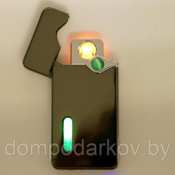 Зажигалка электронная, USB с индикатором, спираль, стальная - фото 5 - id-p92938348