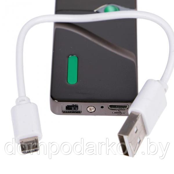Зажигалка электронная, USB с индикатором, спираль, стальная - фото 6 - id-p92938348