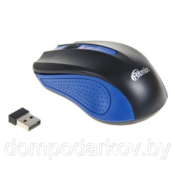Мышь Ritmix RMW-555, беспроводная, оптическая, 1000 dpi, USB, синяя - фото 1 - id-p92938357