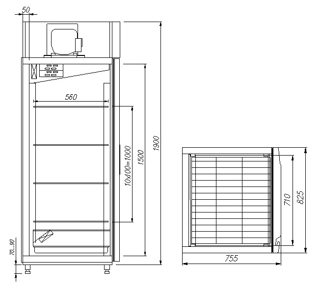 Шкаф холодильный Полюс Carboma M700GN-1-G-MHC 9005 - фото 5 - id-p92996080