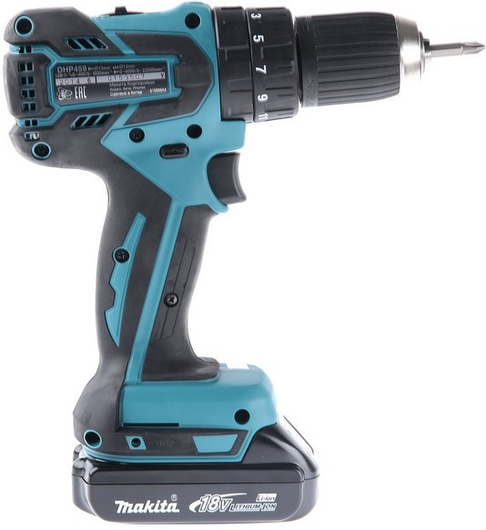 Аккумуляторная 2-х скоростная ударная дрель-шуруповерт Makita DHP 459 RFE (18V, 2 x 3Ah, Li-Ion) - фото 3 - id-p92998293