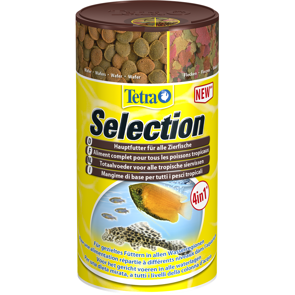 Tetra Selection 4 в 1 - хлопья, чипсы, гранулы, вафер микс 100 мл-45 грамм