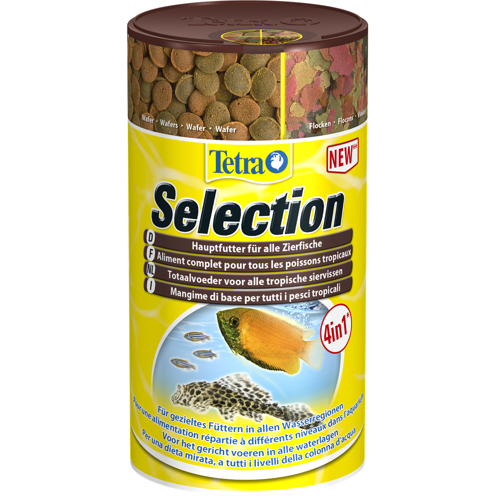 Tetra Selection 4 в 1 - хлопья, чипсы, гранулы, вафер микс 250 мл-95 грамм - фото 1 - id-p92999262