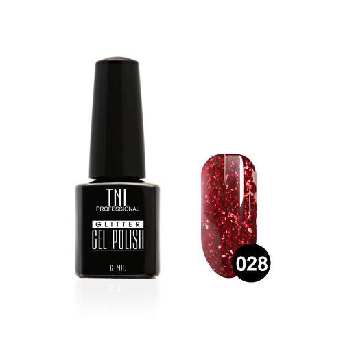 Гель-лак "TNL - GLITTER" №28 - Ализариновый (6 мл.)