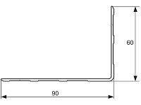 Профиль алюминиевый окантовочный 90*60 не анодированный (длинна 6 Метров)