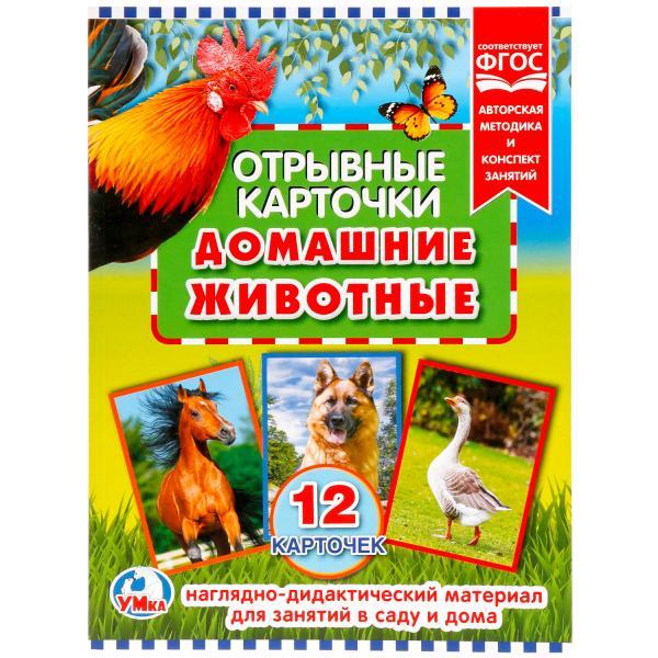 Отрывные карточки "Умка" "Домашние животные" (12 карточек). Формат 165х220 мм.