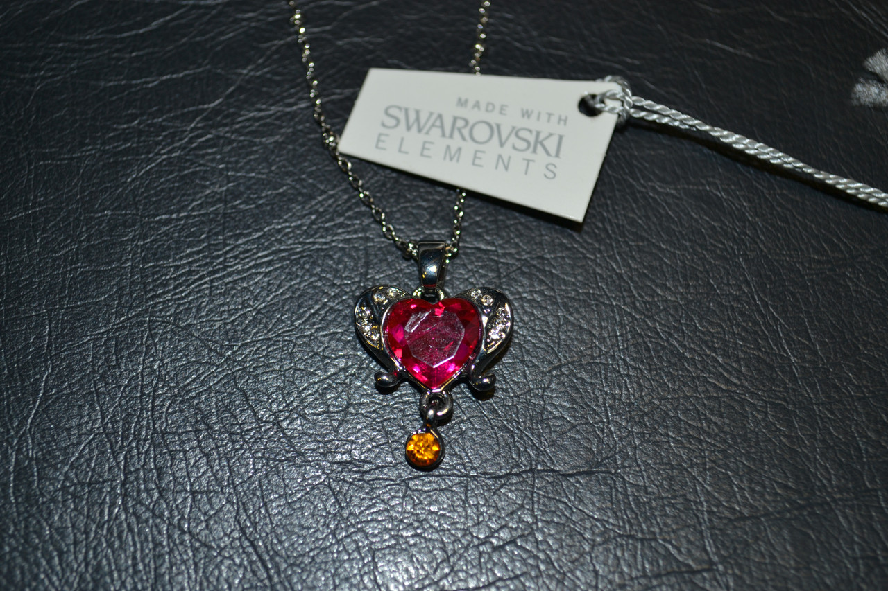 Сердечко с подвеской с кристаллом Swarovski