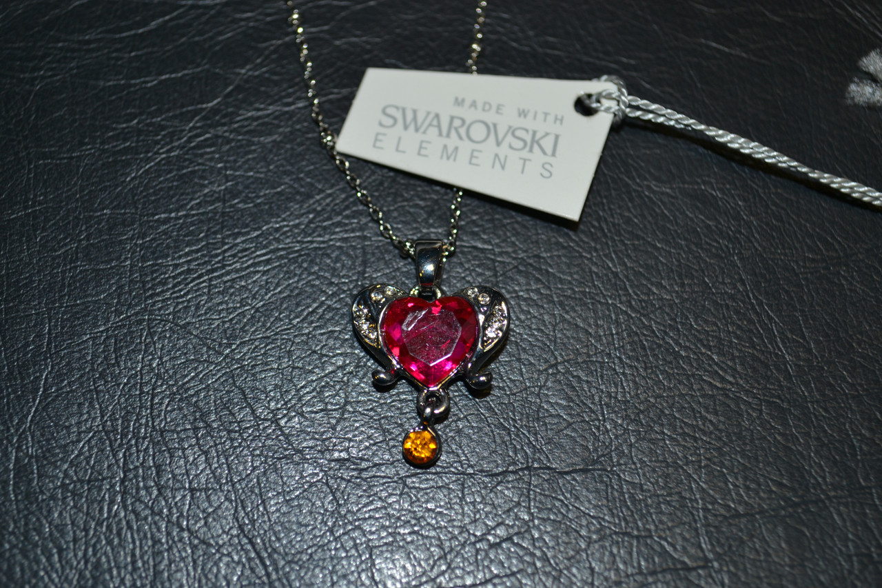 Сердечко с подвеской с кристаллом Swarovski - фото 1 - id-p93030531
