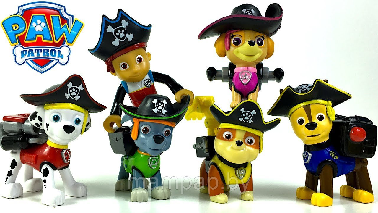 Набор игрушек щенячий патруль пираты 6 штук + Райдер - фото 3 - id-p93034521