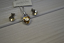 Набор подвеска в виде сердечка + серьги Swarovski