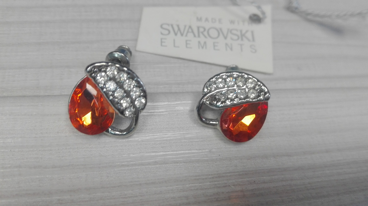  Серьги пусеты с кристаллами Swarovski