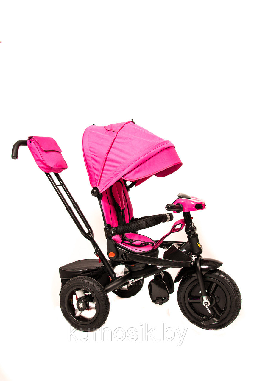 Детский велосипед трехколесный Kinder Trike Comfort 3 в 1 (поворотное сиденье, надувные колеса 10/12) Розовый