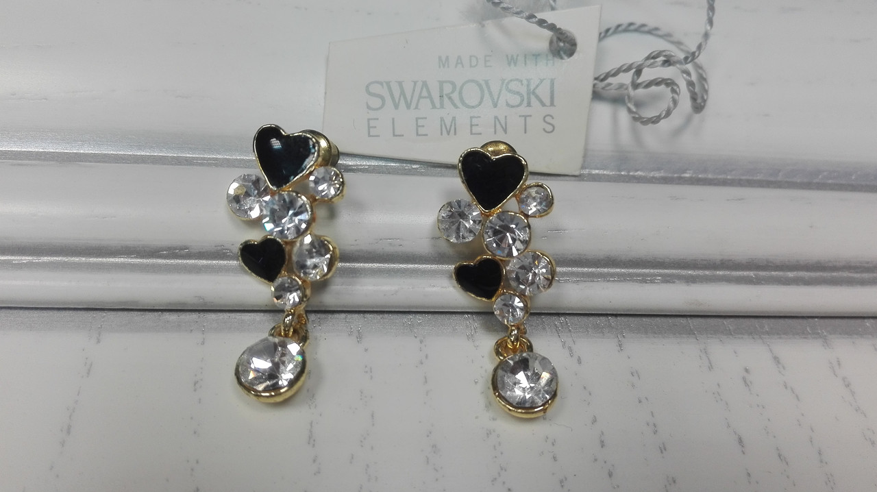 Серьги сердечки с кристаллами Swarovski - фото 1 - id-p93124461