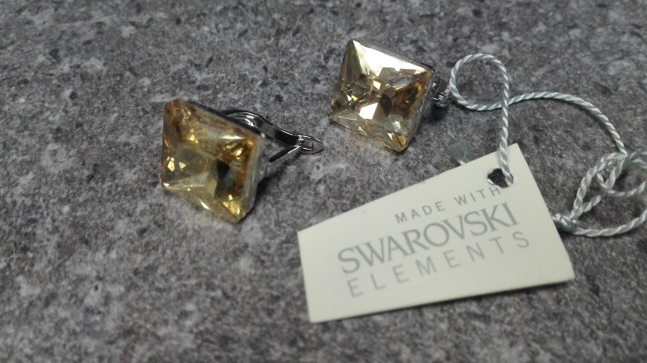 Квадратные серьги с кристаллами Swarovski - фото 1 - id-p93130474