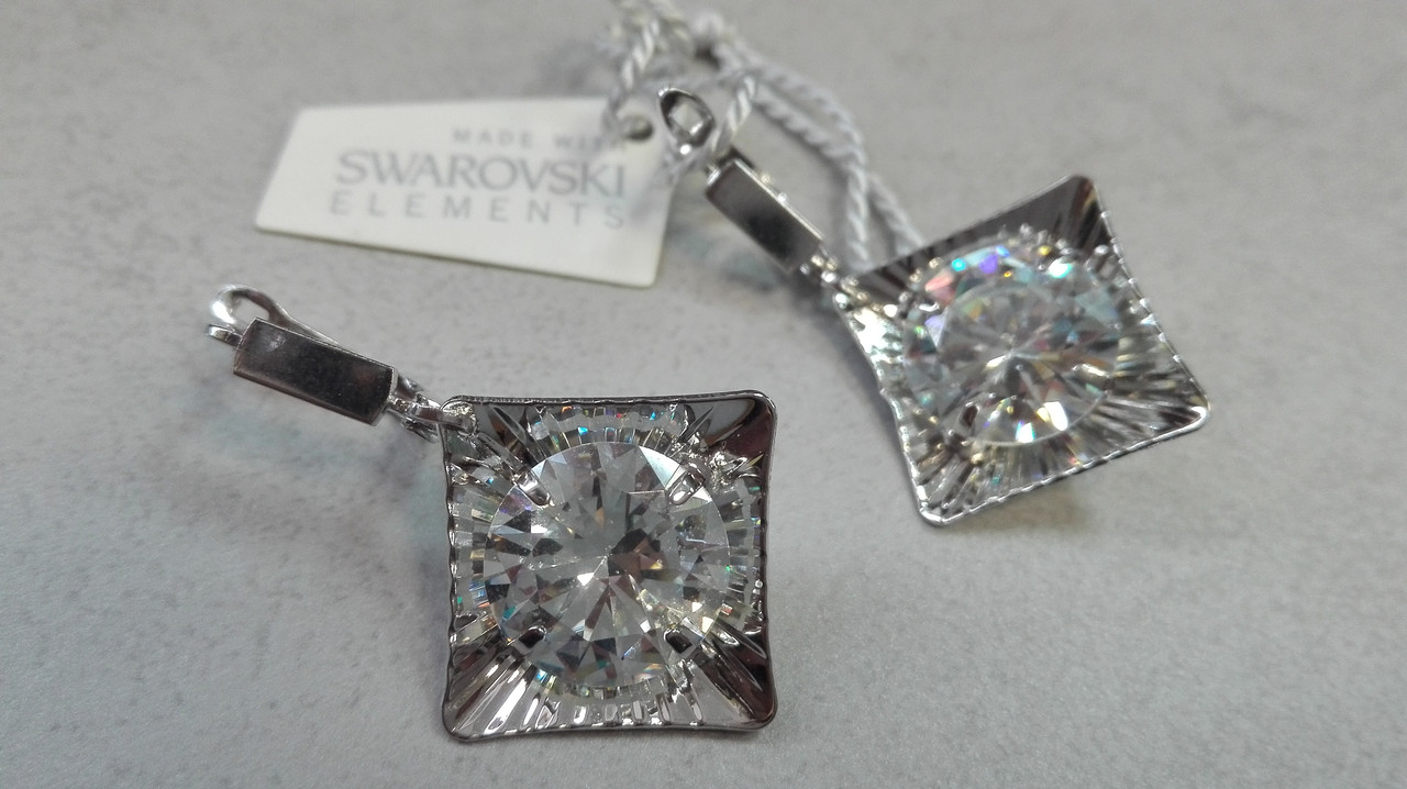 Квадратные серьги с кристаллами Swarovski - фото 1 - id-p93132825