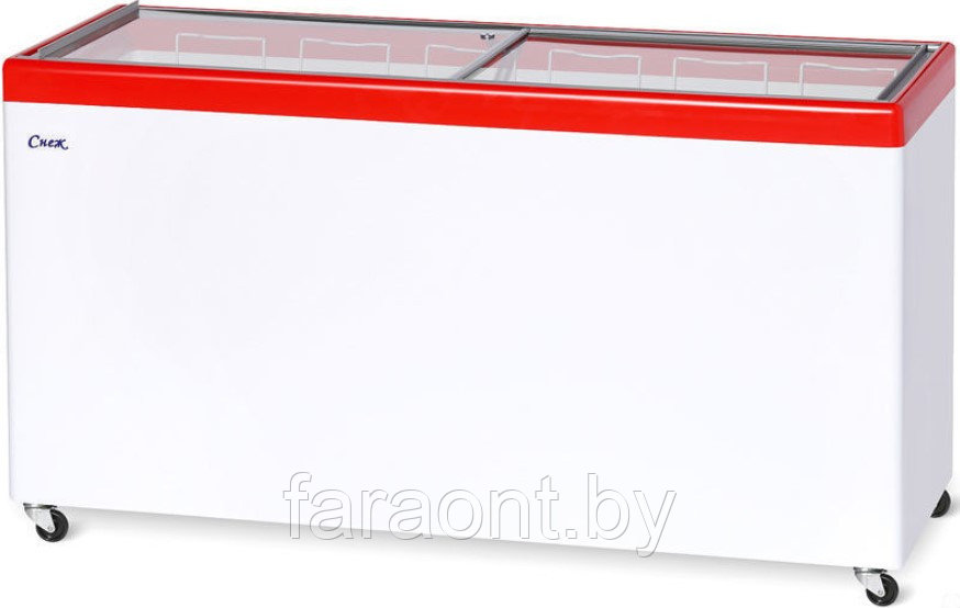 Морозильный ларь с прямым стеклом СНЕЖ МЛП 600 на 6 корзин 518 литр красный