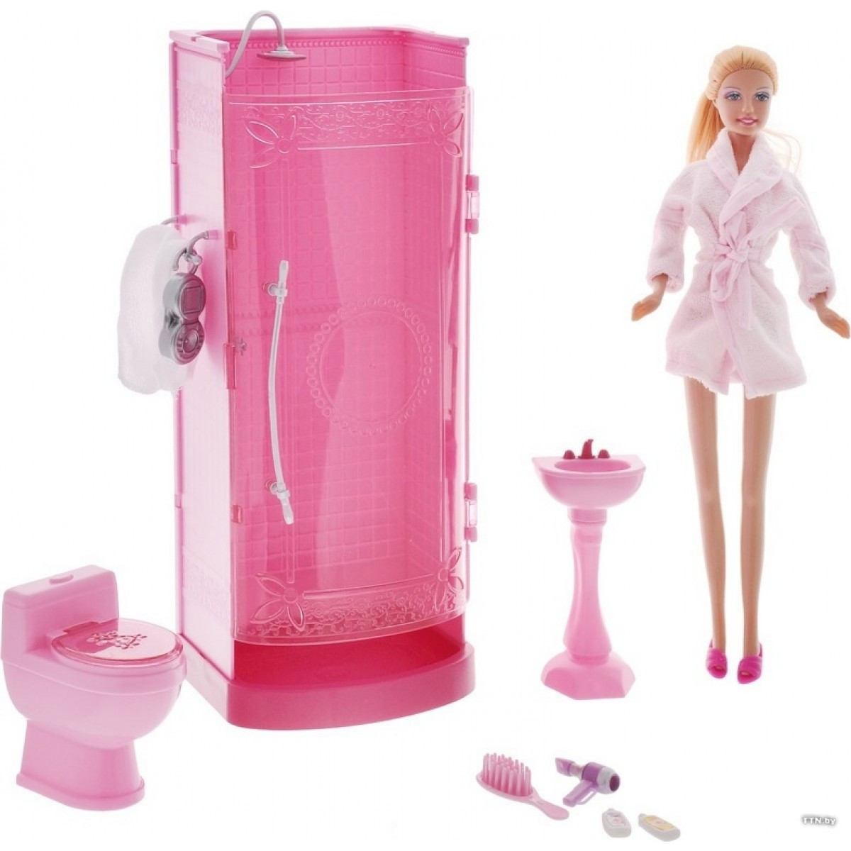 Мебель для кукол Ванная, туалет + качественная кукла аналог Барби 8215