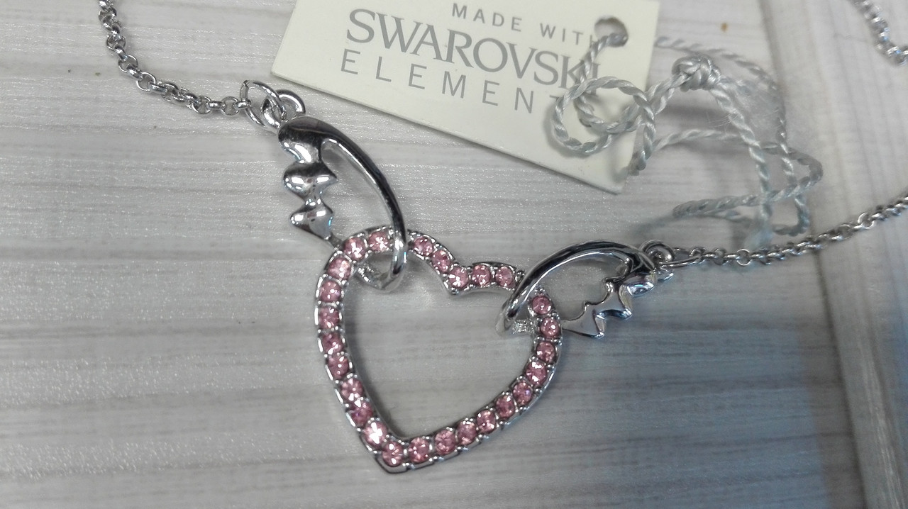 Нежная подвеска Сердечко с кристаллами Swarovski.  Jenavi