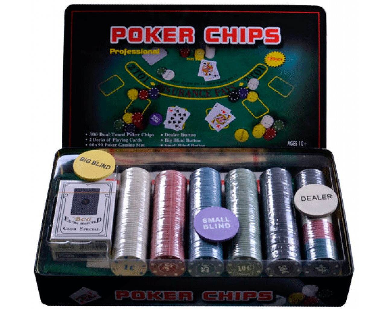 Набор для игры в покер 300 фишек - фото 1 - id-p93236046