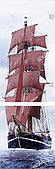 Наклейки на холодильник с изображением моря и старого корабля с красными парусами
