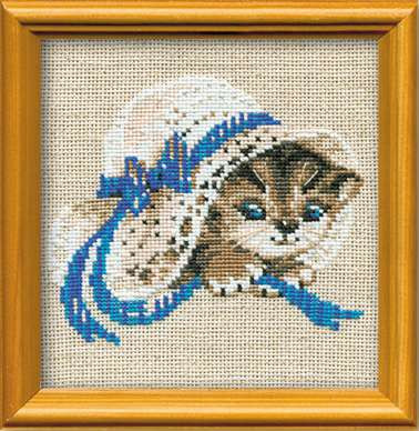 Набор для вышивания крестом «Котёнок в шляпе». - фото 1 - id-p4564235