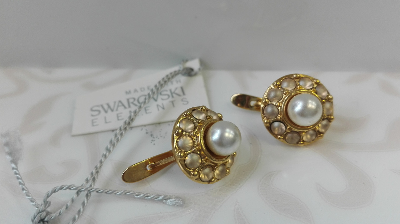 Позолоченные Серьги с кристаллами Swarovski