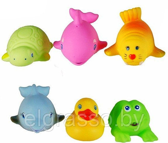 Набор резиновых игрушек для купания "Морские обитатели",6 предметов (в сумочке)