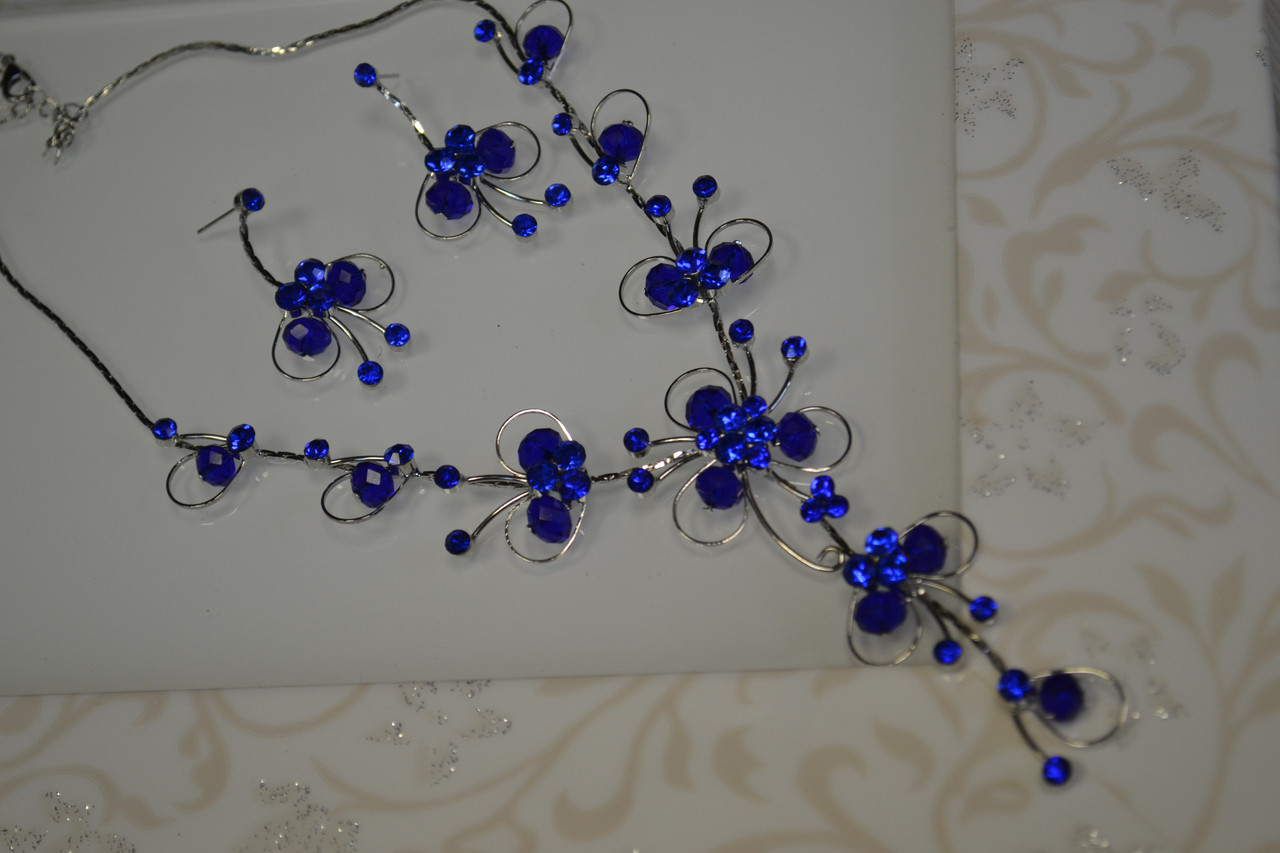 Комплект женский ( колье, серьги ), с синими камнями - фото 1 - id-p93335069