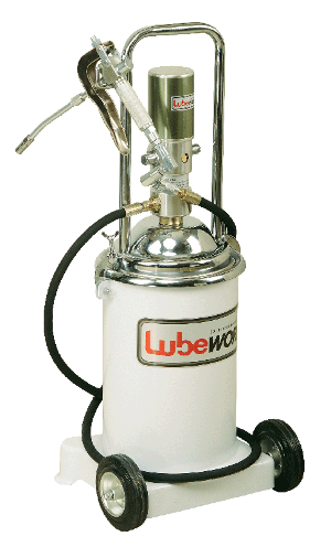 Нагнетатель смазки пневматический Lubeworks POP 020 (насос 50:1), с емкостью 20кг., шланг 2м и пистолет