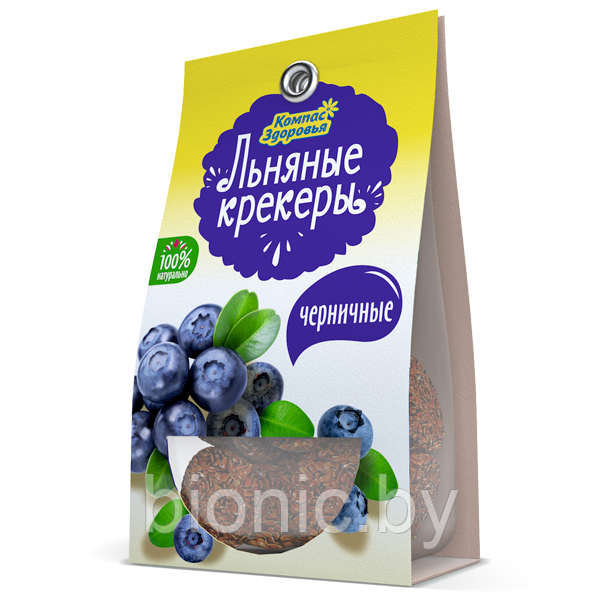 Крекеры льняные с черникой "Компас здоровья", 50г 1/24