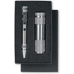 Набор "Combitool" серый/серебристый: фонарик LED и ручка-отвертка
